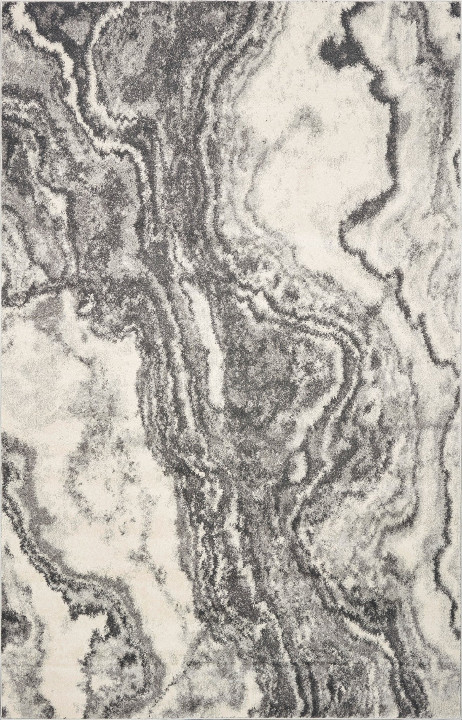 Close-up of a marble-like texture with swirling patterns in gray and white.