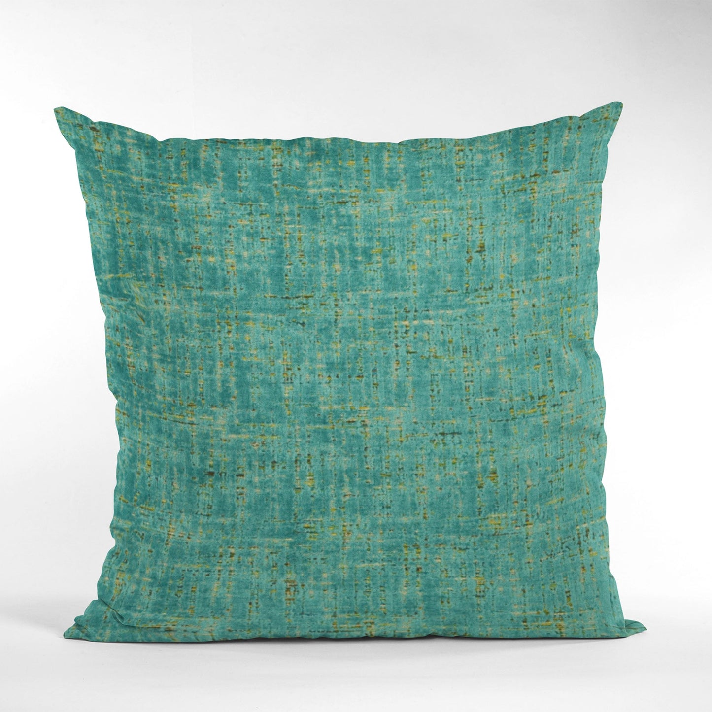 Teal textured pillow on a white background