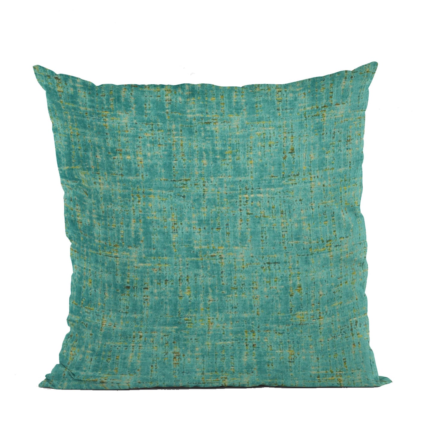Teal textured pillow on a white background